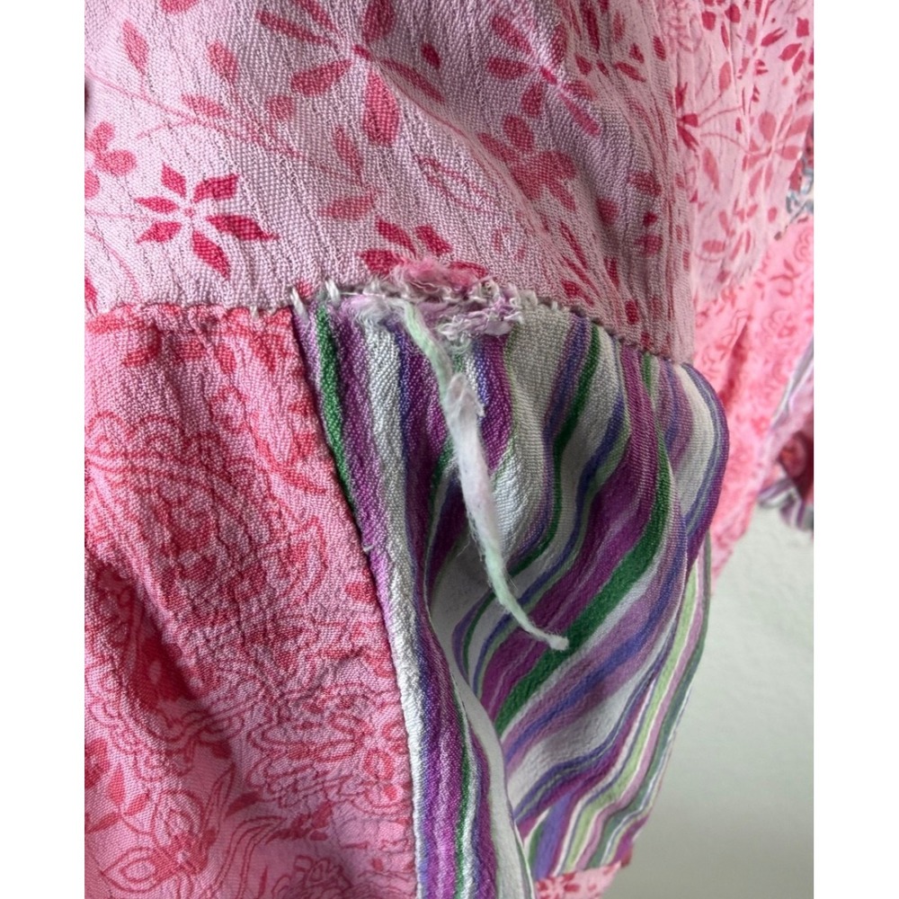 Flower Women's Skirt Pink Free Size Patchwork Boho Hippie Granola Cottage Core - Picture 9 of 9